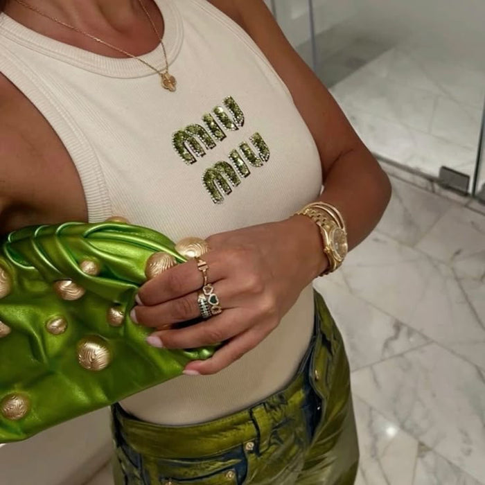 MIUE GRÜN BUCHSTABEN TANKTOP