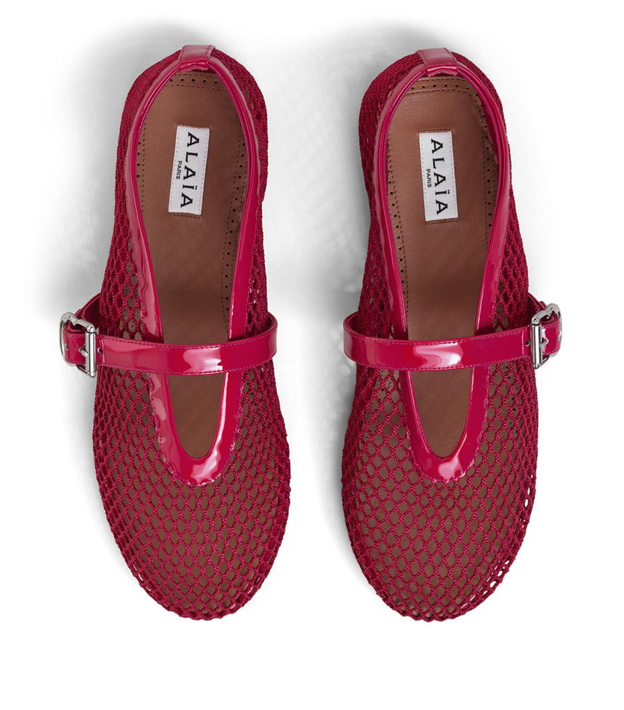 Alaï Himbeere Fischnetz Ballerinas