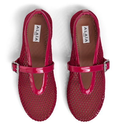Alaï Himbeere Fischnetz Ballerinas