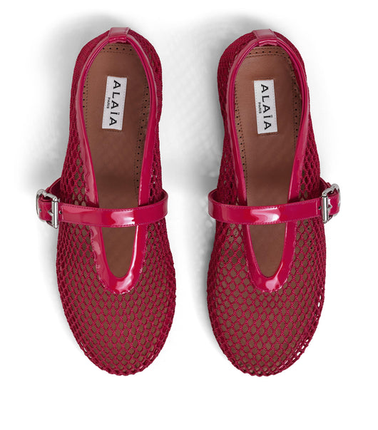 Alaï Himbeere Fischnetz Ballerinas