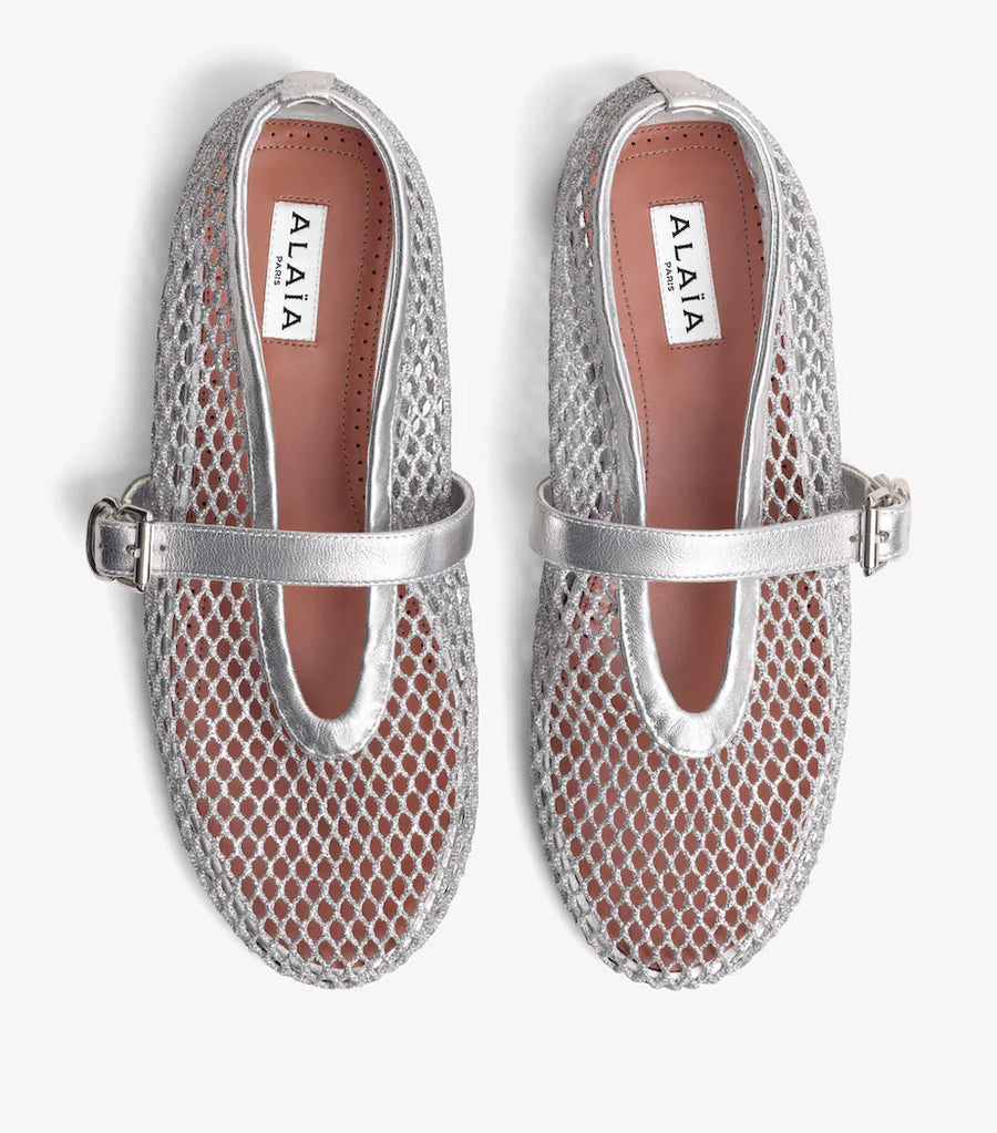 Alaï Silber Fischnetz Ballerinas