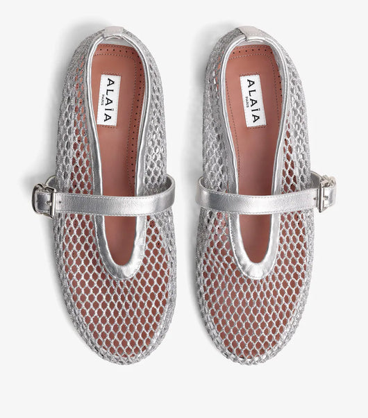 Alaï Silber Fischnetz Ballerinas