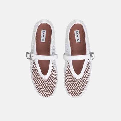 Alaï Weiß Fischnetz Ballerinas