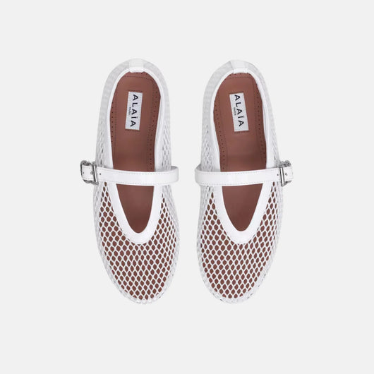 Alaï Weiß Fischnetz Ballerinas