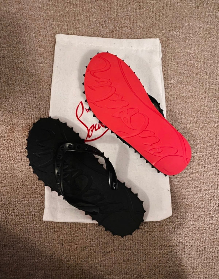 Rote Sohle Flip Flops Schwarz