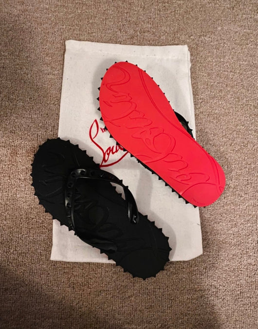 Rote Sohle Flip Flops Schwarz
