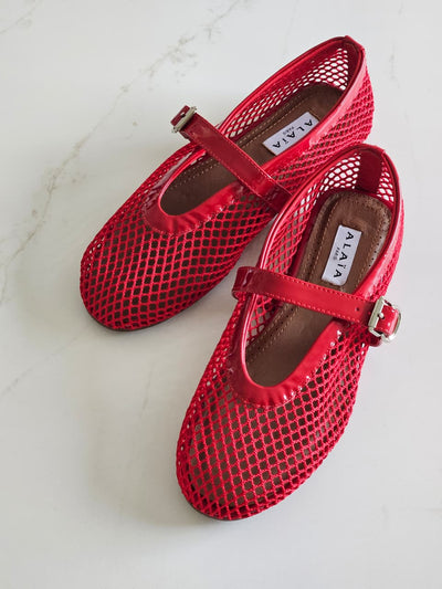 Alaï Rot Fischnetz Ballerinas