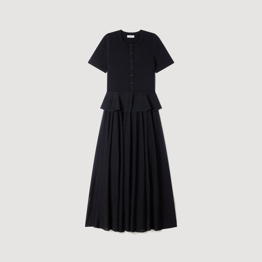 SANDRA GESTRICKT KLEID MIT PEPLUM