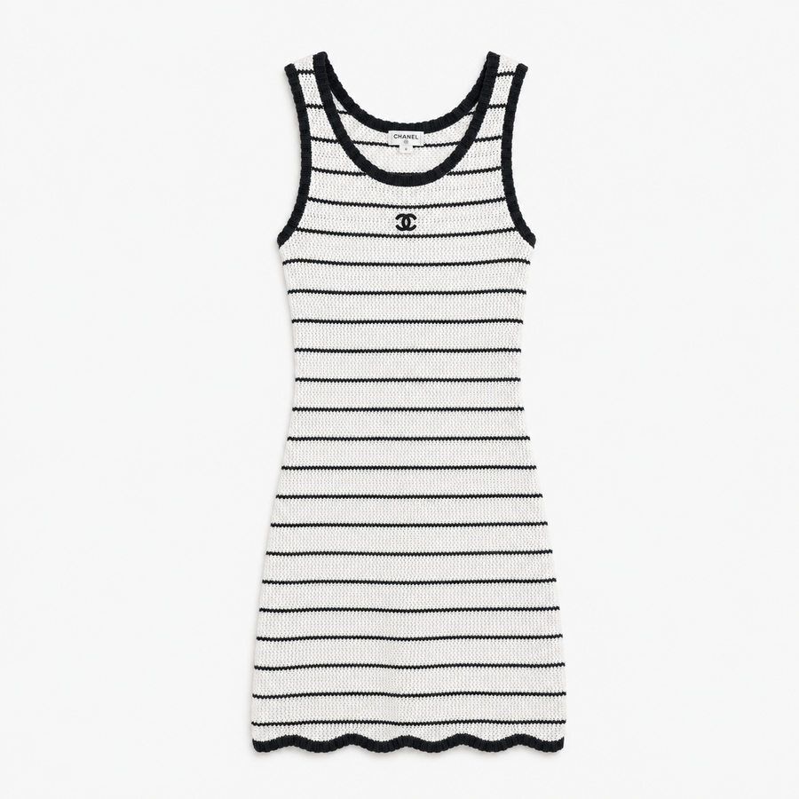 C WEISS GESTREIFT KLEID
