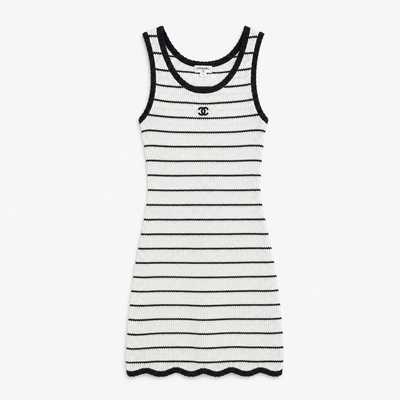 C WEISS GESTREIFT KLEID