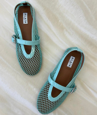 Alaï Blau Fischnetz Ballerinas