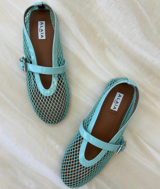 Alaï Blau Fischnetz Ballerinas