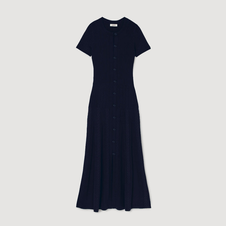 SANDRA LANG GESTRICKT MARINE KLEID