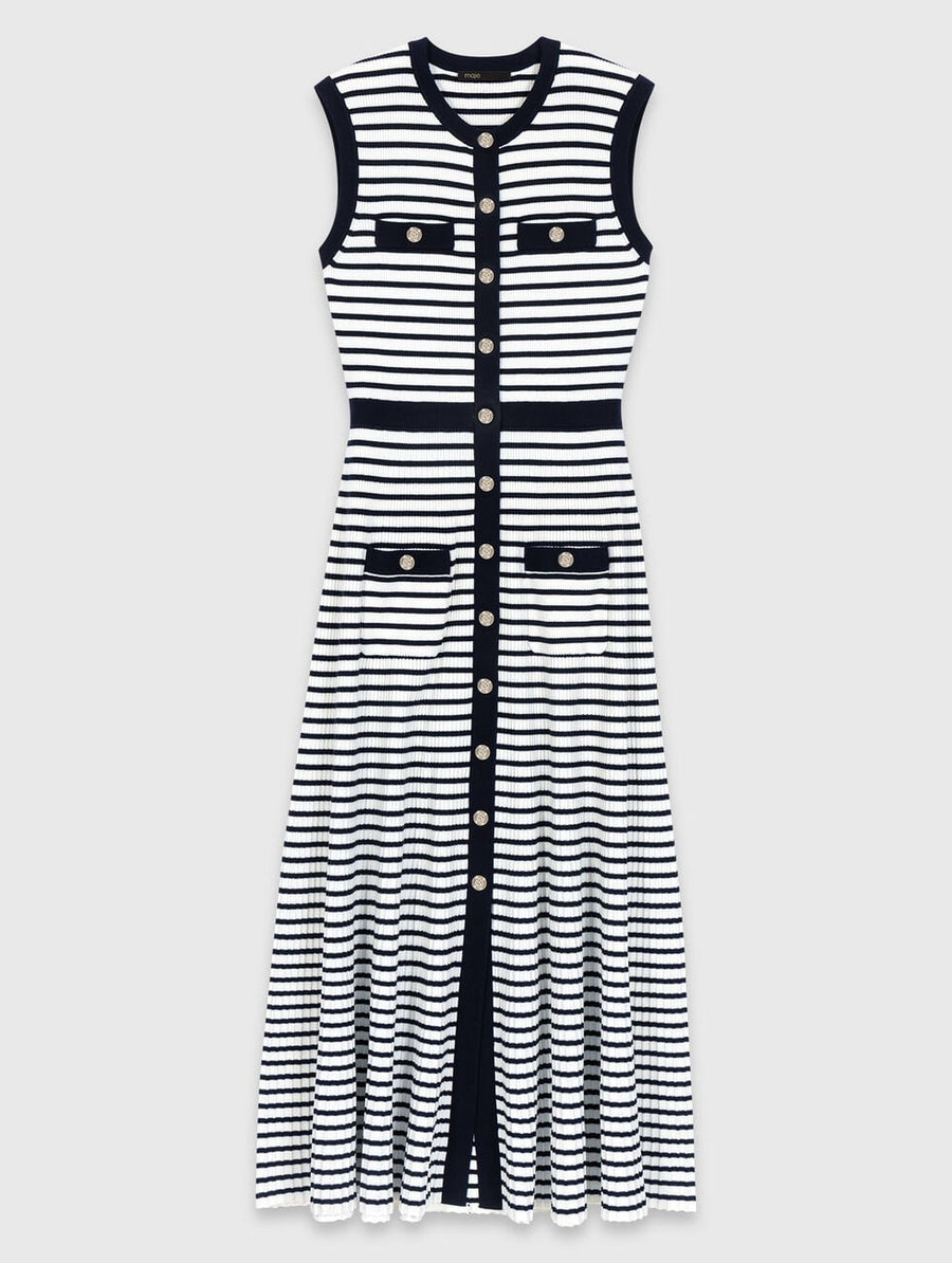 MAJE NAVY STREIFEN KLEID