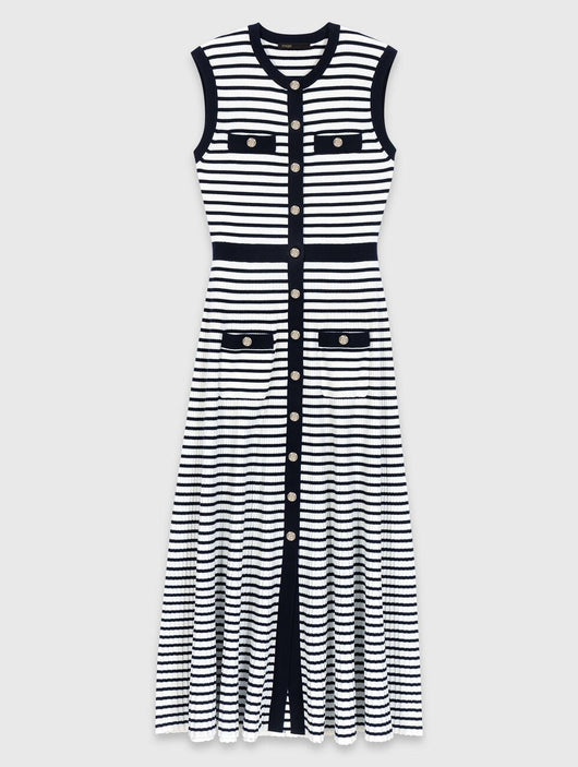 MAJE NAVY STREIFEN KLEID