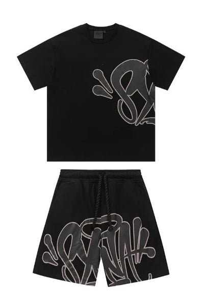 "Graffiti" Shorts-Set Schwarz