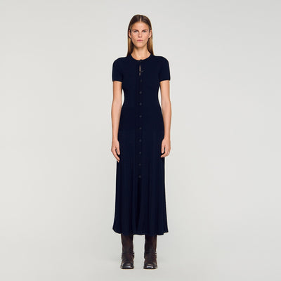SANDRA LANG GESTRICKT MARINE KLEID