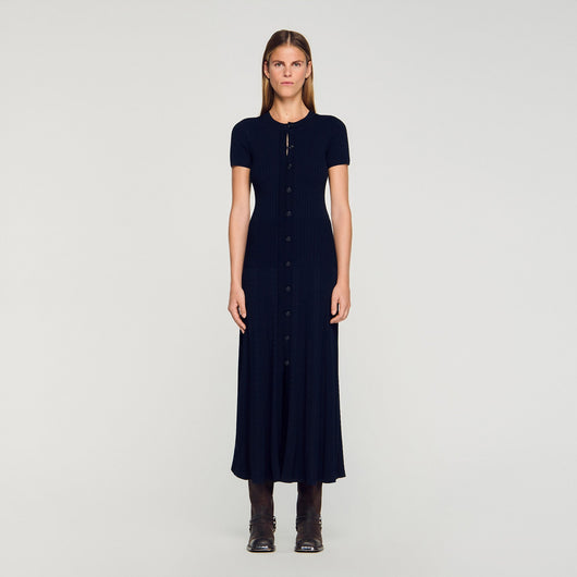 SANDRA LANG GESTRICKT MARINE KLEID