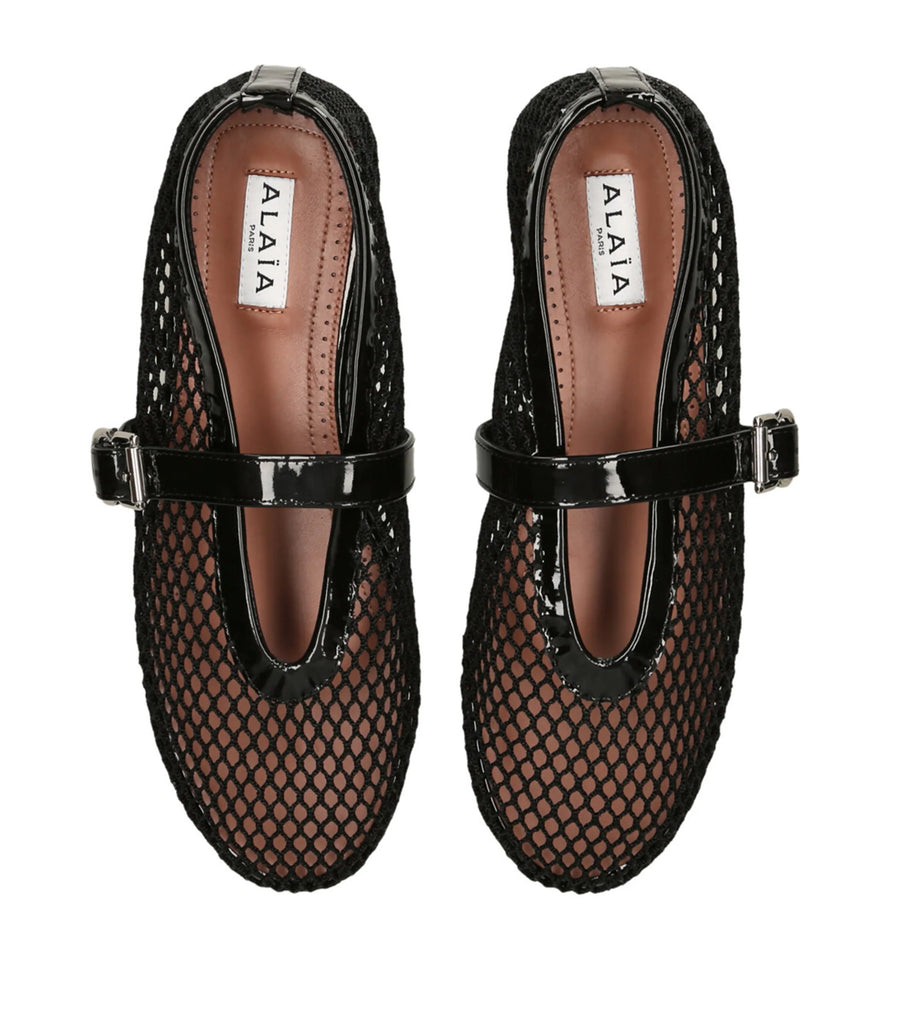 Alaï Schwarz Fischnetz Ballerinas