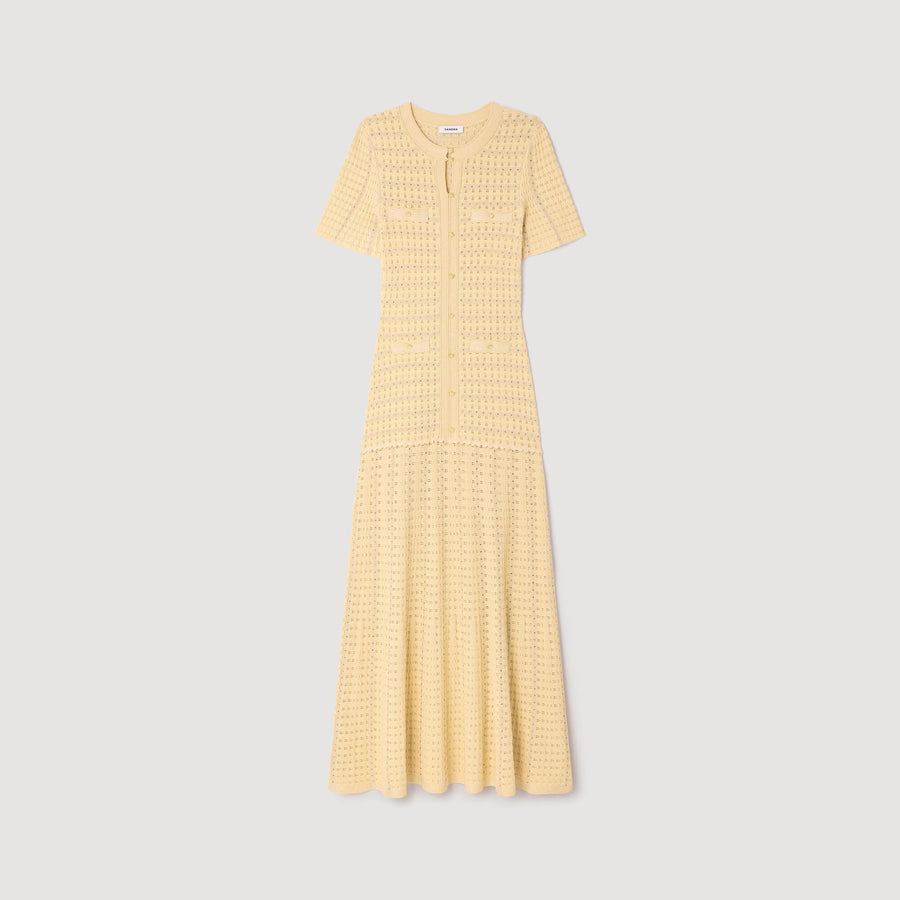 SANDRA JERSEY LANGES KLEID GELB