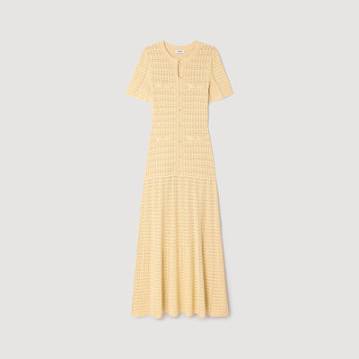 SANDRA JERSEY LANGES KLEID GELB