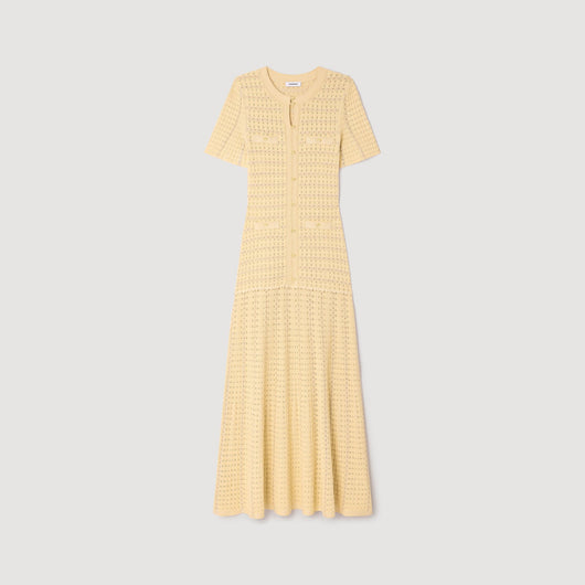 SANDRA JERSEY LANGES KLEID GELB