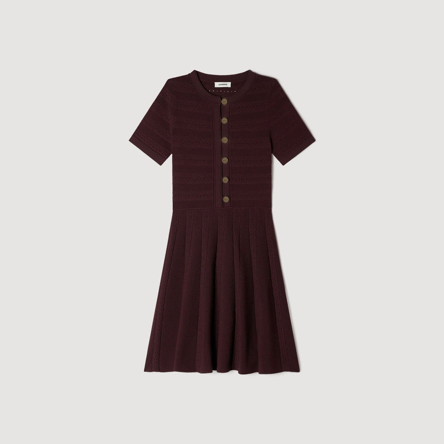 SANDRA GESTRICKT KLEID BURGUNDER