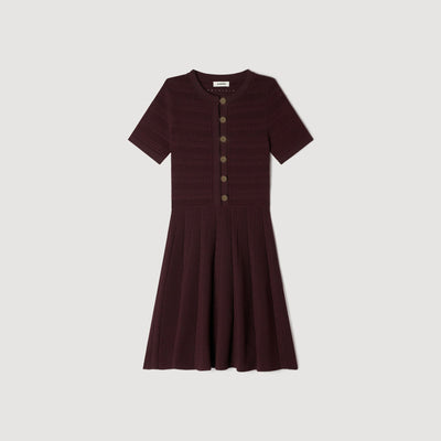SANDRA GESTRICKT KLEID BURGUNDER