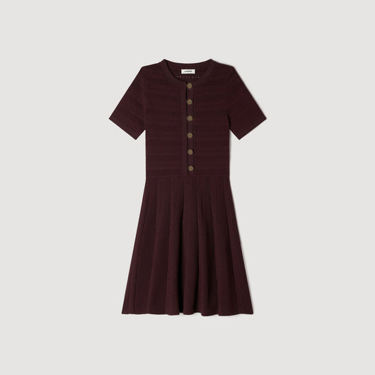 SANDRA GESTRICKT KLEID BURGUNDER
