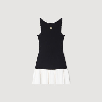 SANDRA ZWEIFARBIG KLEID SCHWARZ