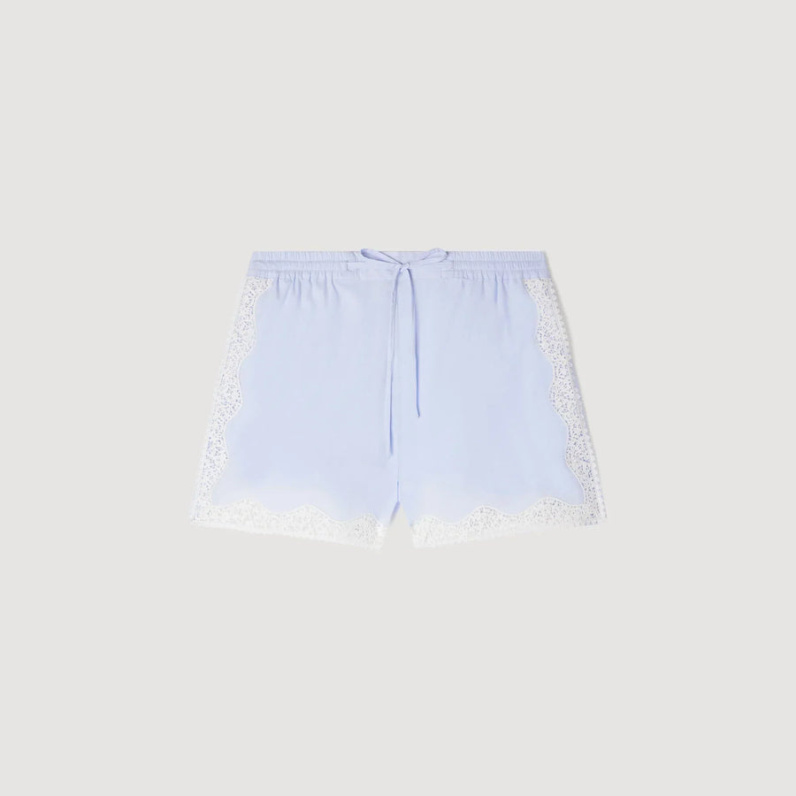 SANDRA SPITZEN DETAIL SHORTS BLAU