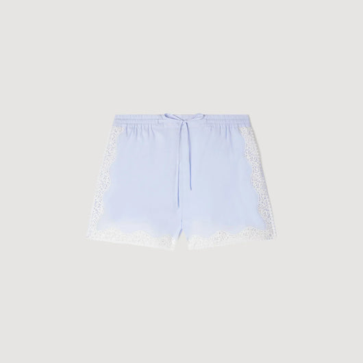 SANDRA SPITZEN DETAIL SHORTS BLAU