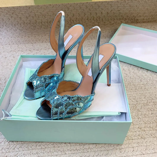 AQUA RIEMEN HEELS BLAUGRÜN