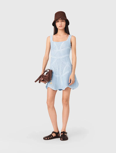 MAJE KLEID KURZ HÄKEL BLAU