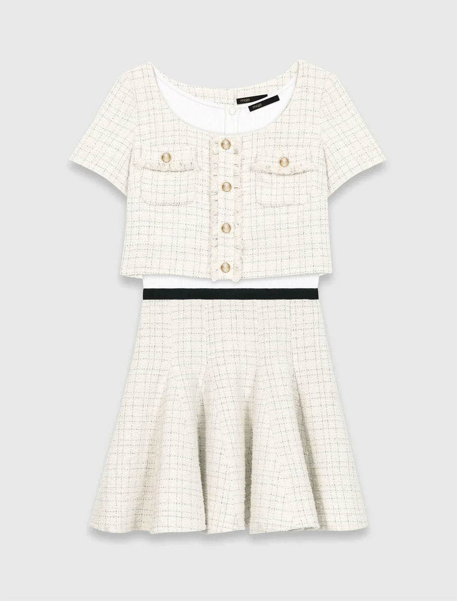 MAJE KLEID WEISS TWEED