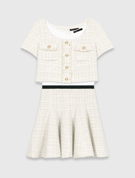 MAJE KLEID WEISS TWEED