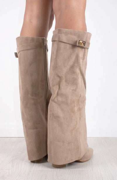 Castelano Shark Boots Kunstvelour - Champagne Beige