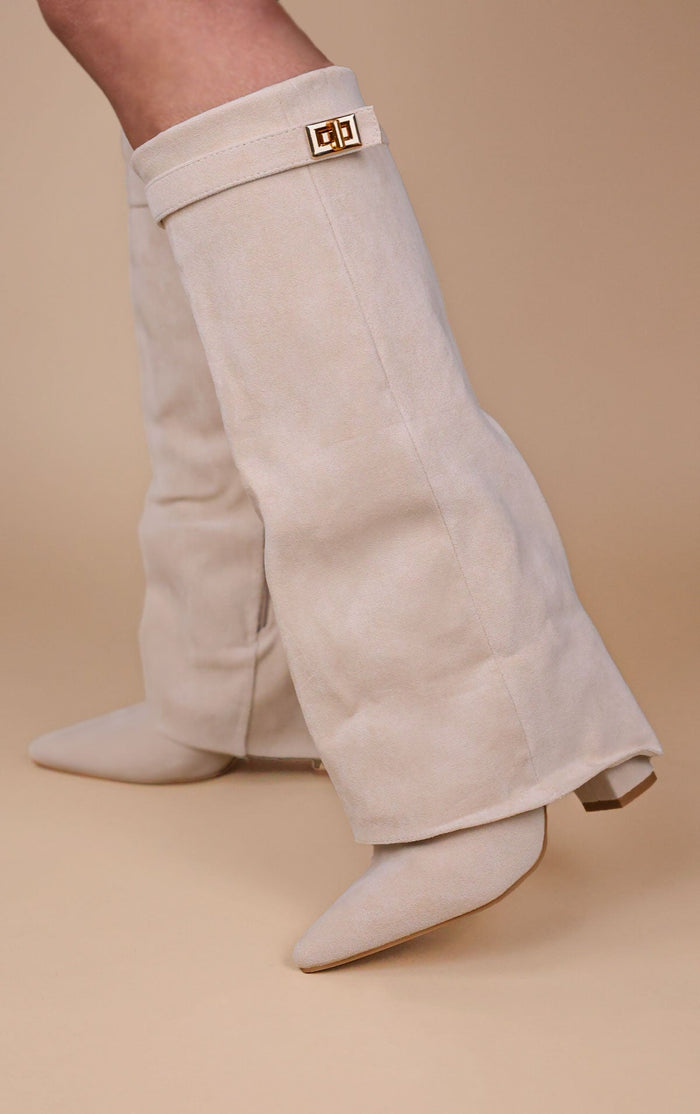 Castelano Shark Boots Kunstvelour - Champagne Beige