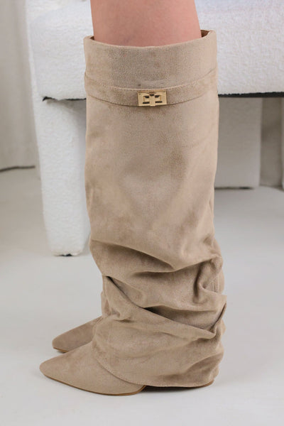 Castelano Shark Boots Slouch- Champagne Beige