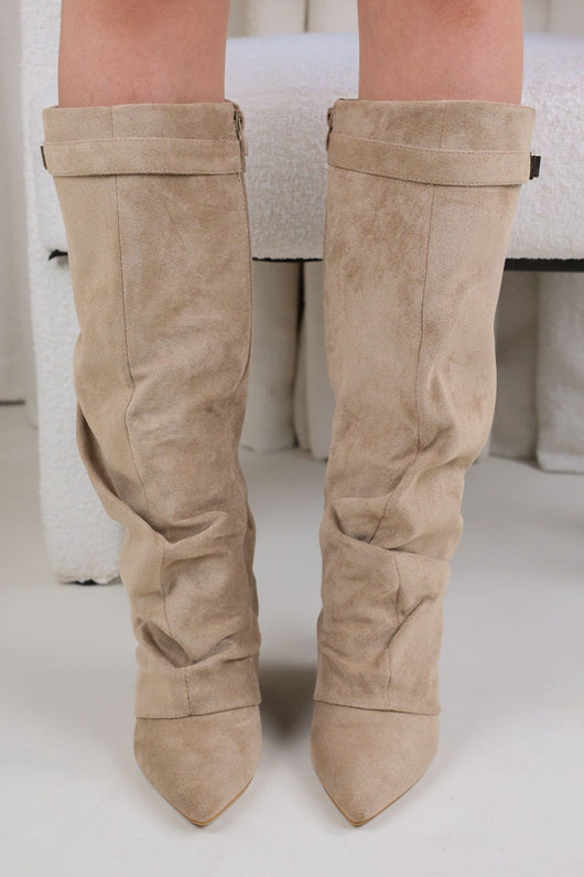 Castelano Shark Boots Slouch- Champagne Beige