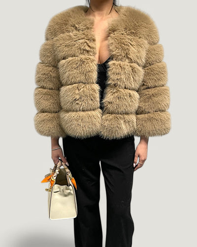 Pelzmantel Faux Fur - Beige Kurz