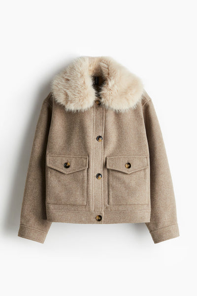 Flauschige Kragen Jacke