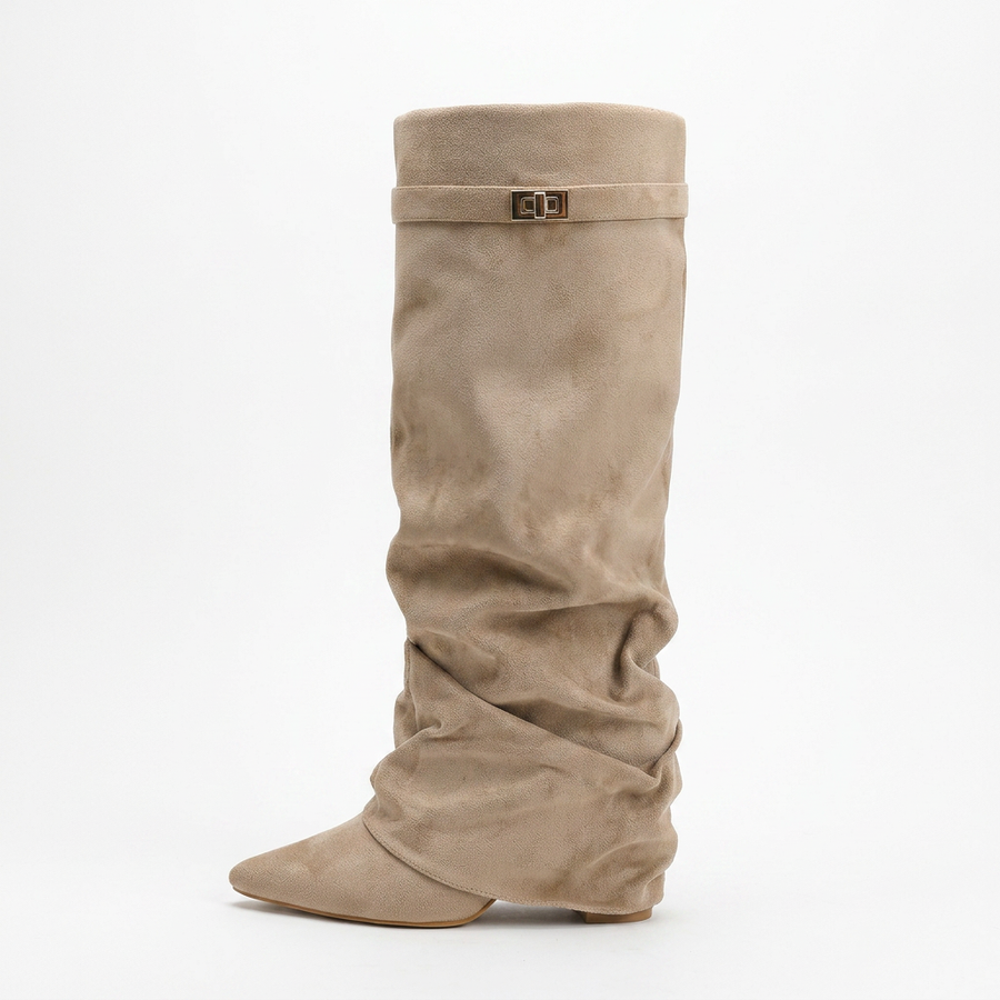 Castelano Shark Boots Slouch- Champagne Beige
