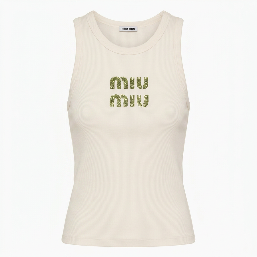 MIUE GRÜN BUCHSTABEN TANKTOP
