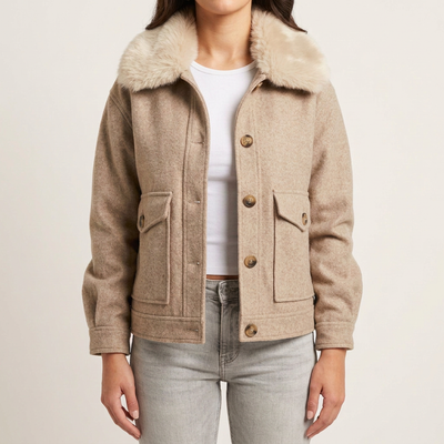 Flauschige Kragen Jacke