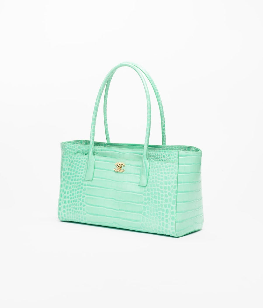 Mint Kroko Shopping Tasche