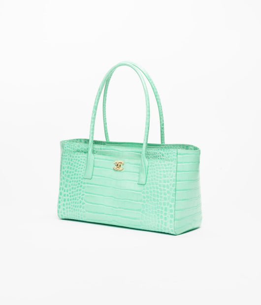 Mint Kroko Shopping Tasche
